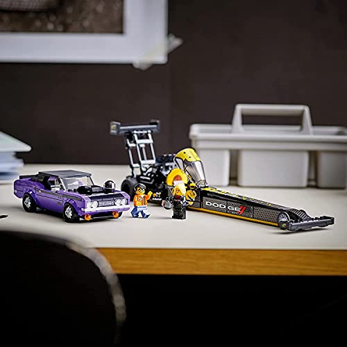 LEGO Speed Champions Dodge//SRT Top Fuel Dragster and 1970 Dodge Challenger T/A Building Toy (627 Pieces) I559