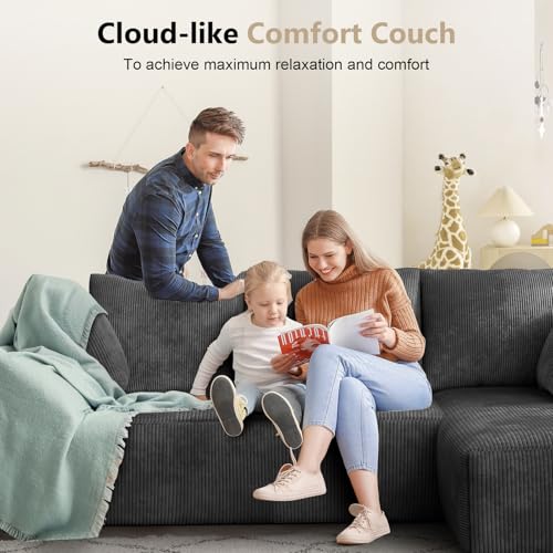 Corduroy Modular Sectional Sofa with L-Shape Chaise I8390