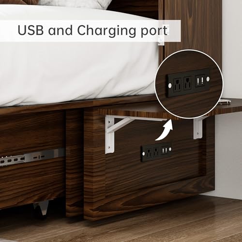 Queen Murphy Bed with Charging Station and Storage Drawer A141