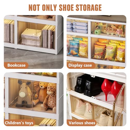 Clear Plastic 9-Tier Stackable Shoes Storage Box with Lids and Door C887029