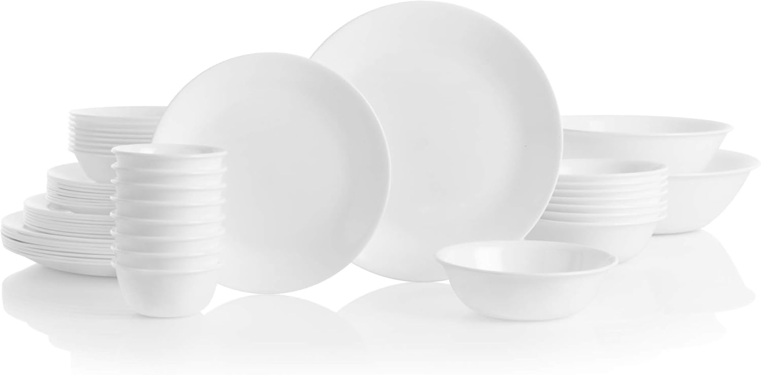 50-Piece Chip Resistant White Dinnerware Set N6569