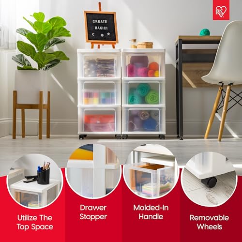 White 2-Pack Plastic 3-Drawer Rolling Cart with Wheels S35545
