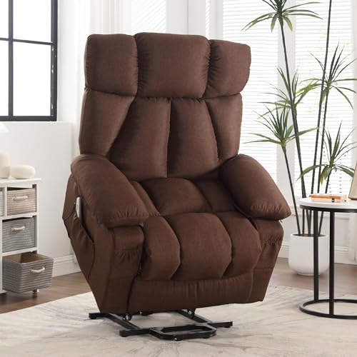 Oversized Blue Fabric Electric Power Lift Recliner Chair with Massage and Heat U284555