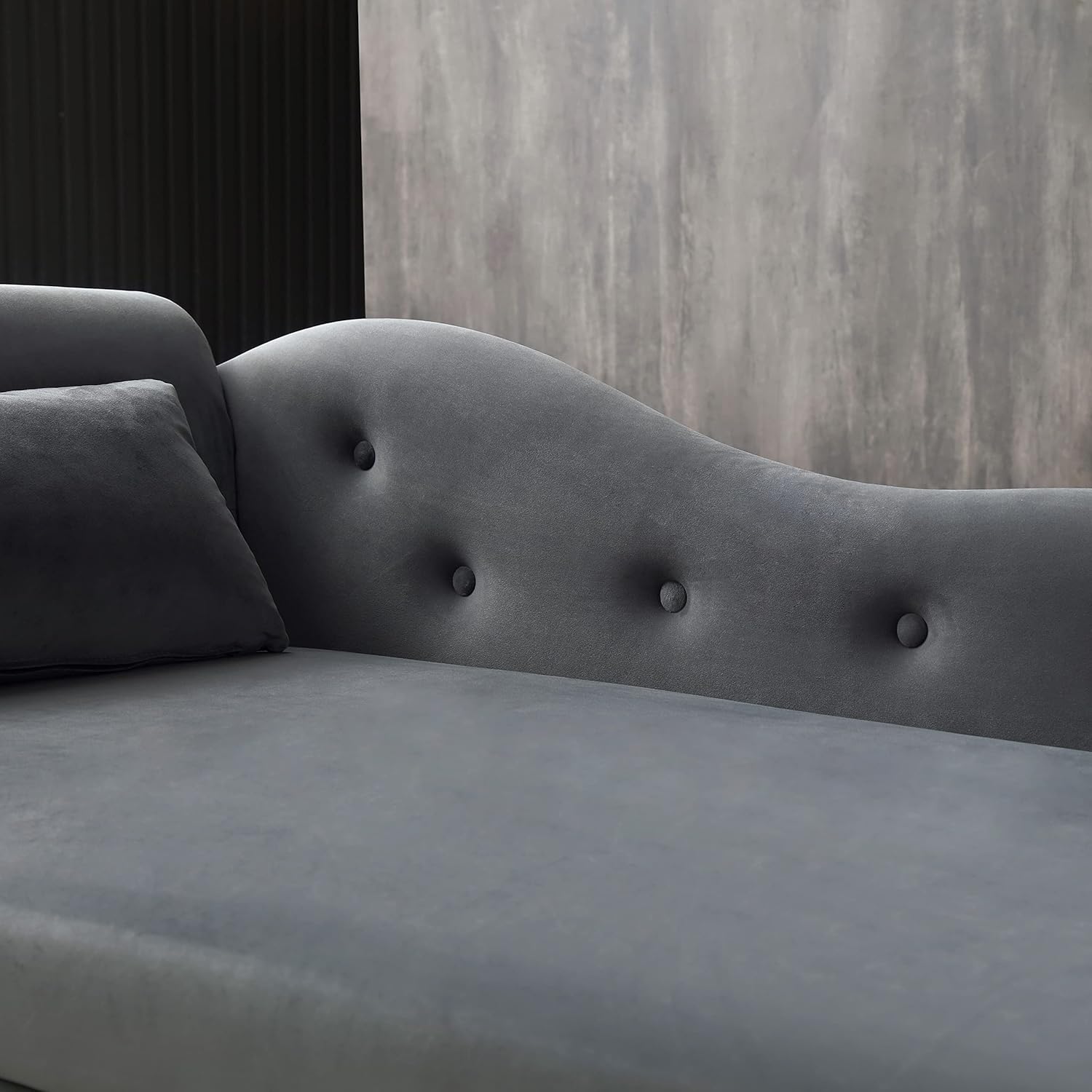 Gray Velvet Chaise Lounge Chair with Storage M8984