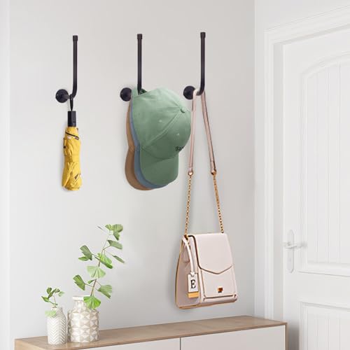 3 Pack Metal Wall Mount Hat Rack Holds 20 Caps Black S8213