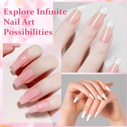 Acrylic Nail Kit with liquid Monomer, 6 colors Acrylic powder, UV Lamp (Pink) W420