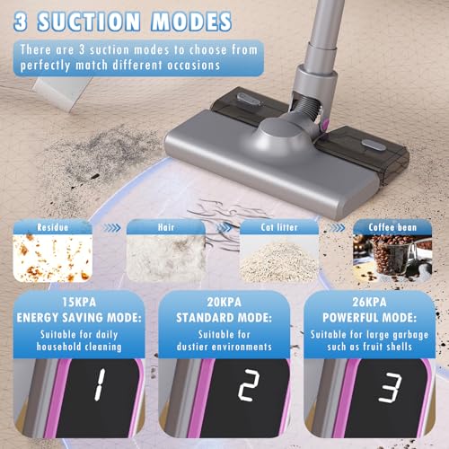 Cordless Stick Vacuum Cleaner with LED Display, 2000mAh Battery, Anti Hair Wrap T6310