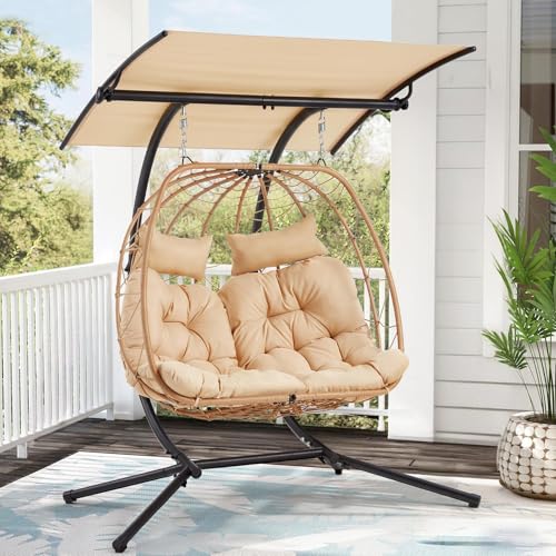 Oversized Double Egg Chair with Adjustable Canopy S12112