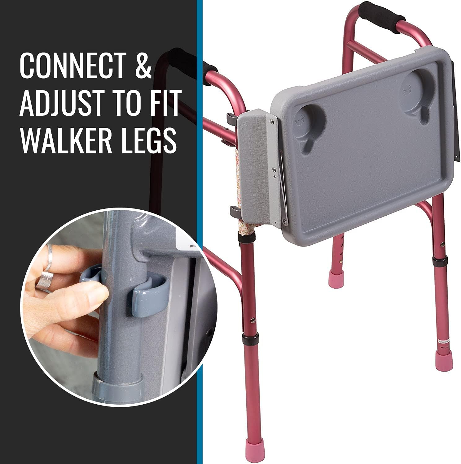 Folding Walker Tray with Two Cup Holders, 16 x 11.8 (Pack of 3) C1666