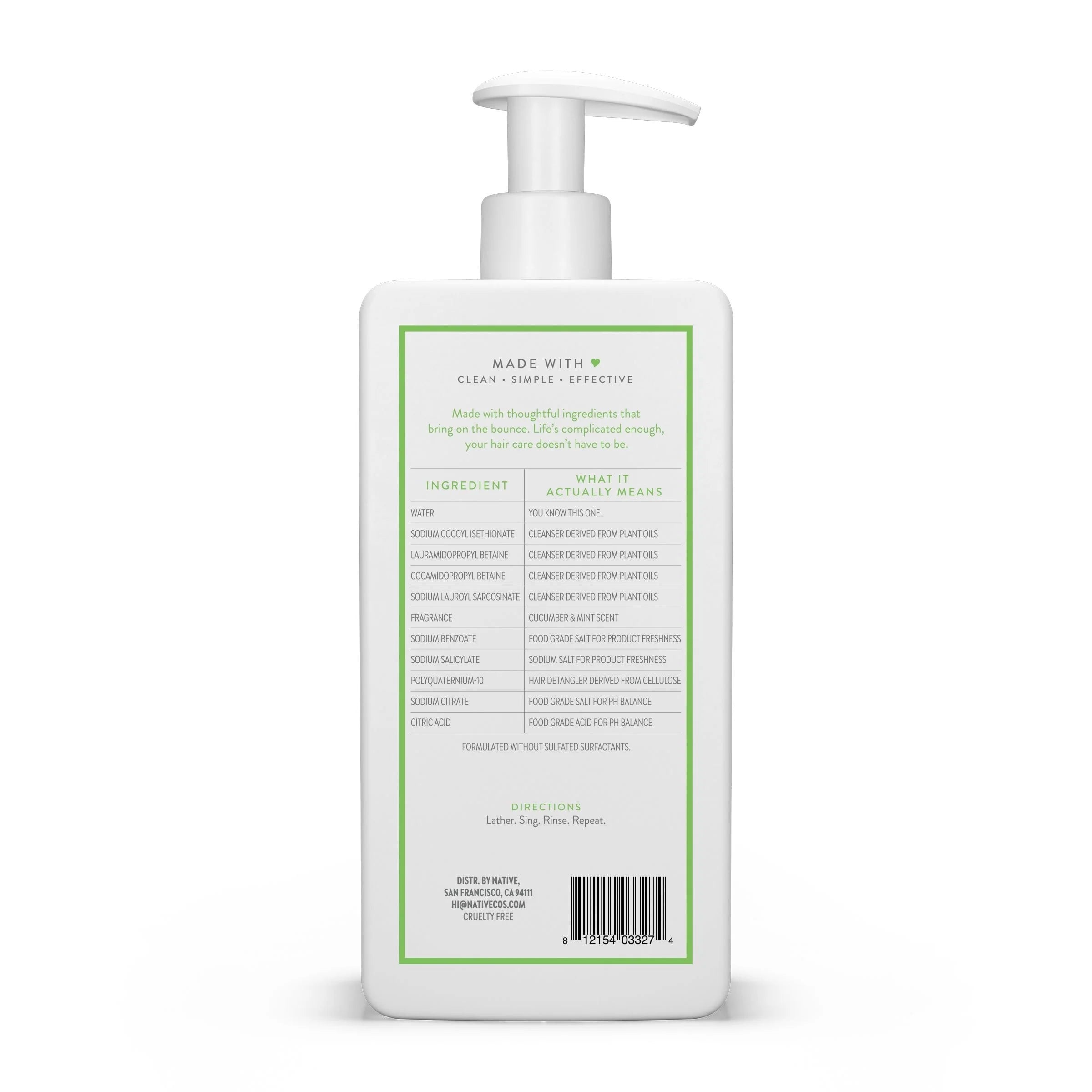 Cucumber & Mint Volumizing Shampoo, Sulfate & Paraben Free, 16.5 oz V746