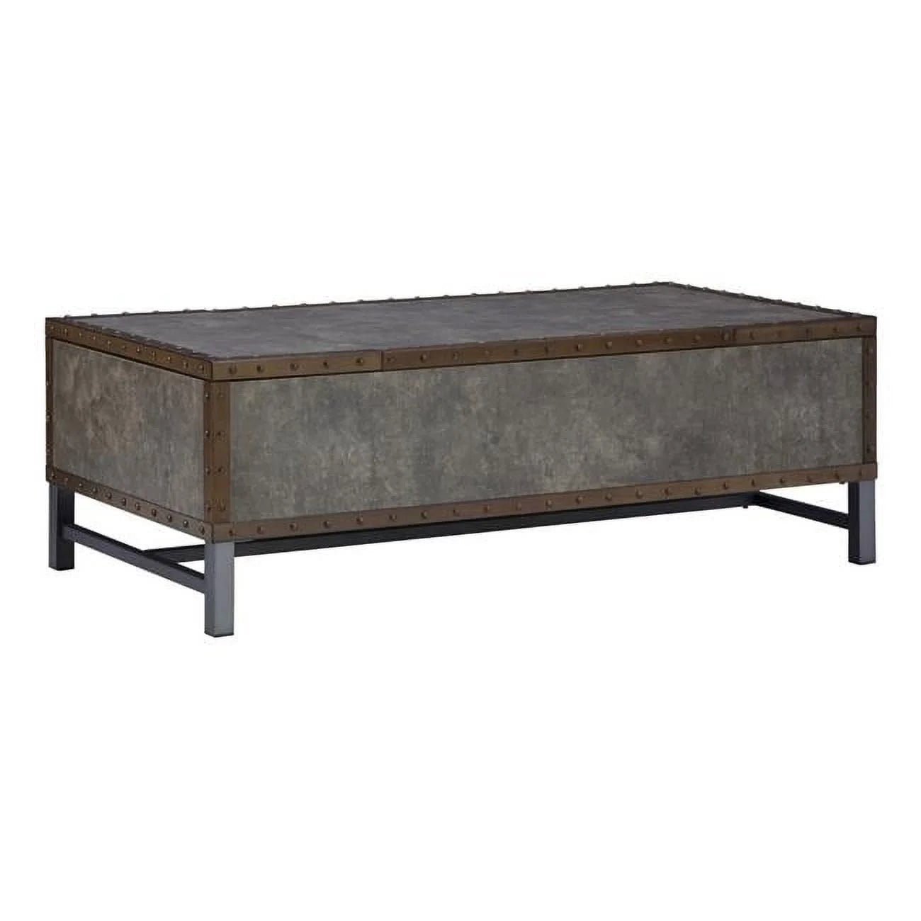 Rectangular Lift Top Trunk Coffee Table, Gray & Bronze H6303