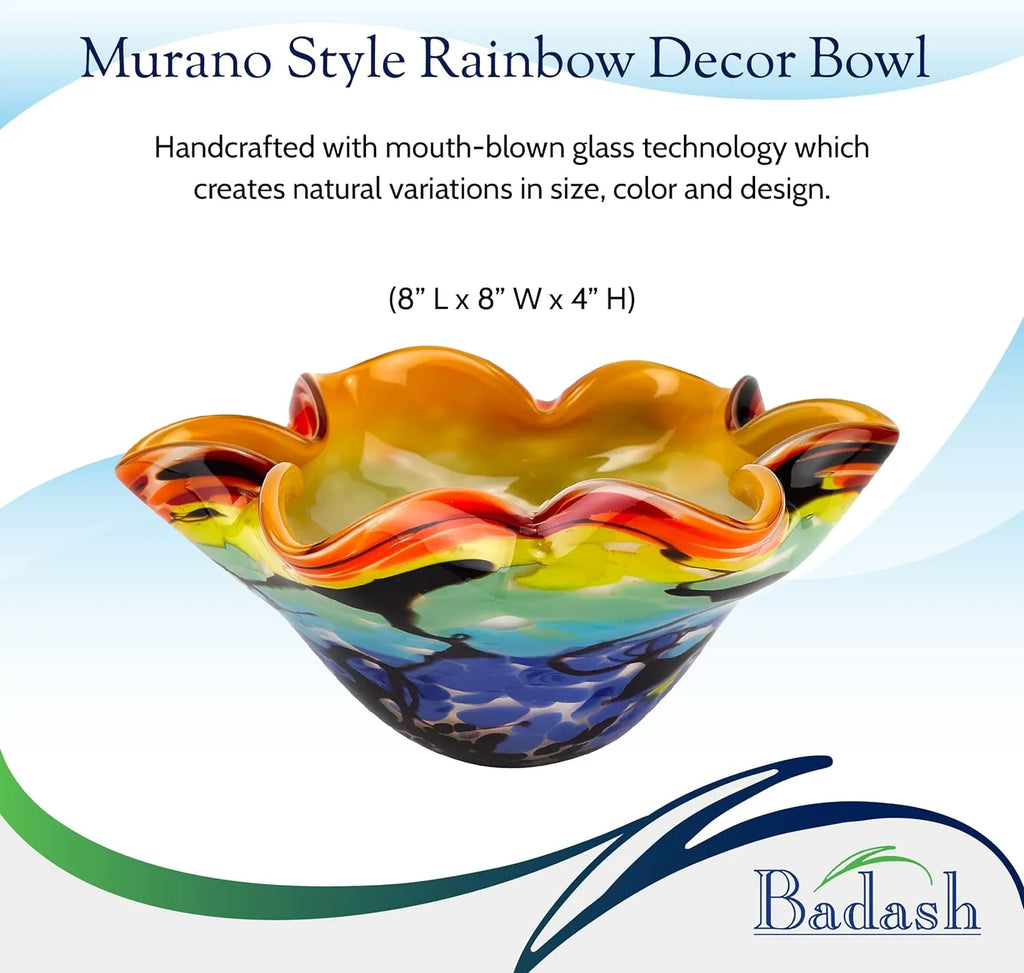 8” Mouth-Blown Art Glass Bowl H1933