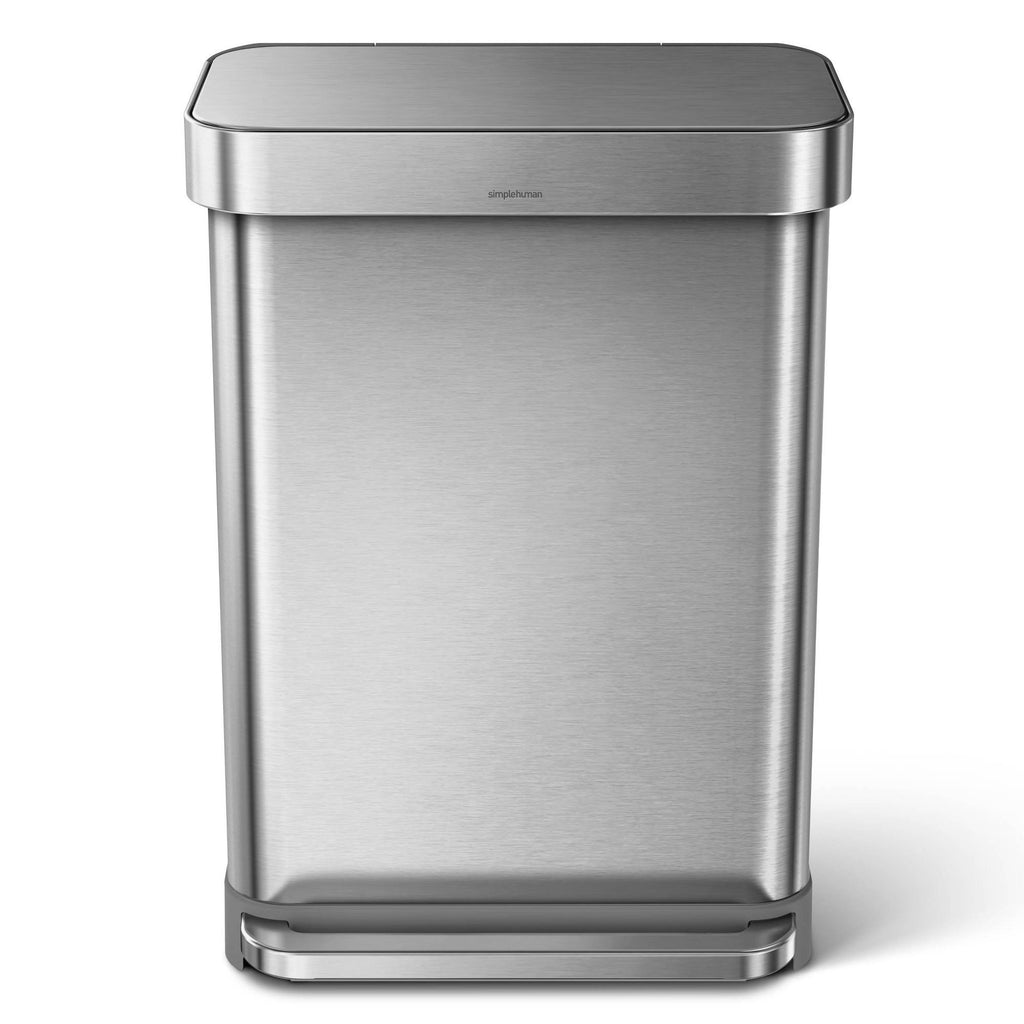 55L Rectangular Step Trash Can Brushed Silver Z127