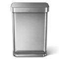 55L Rectangular Step Trash Can Brushed Silver Z127