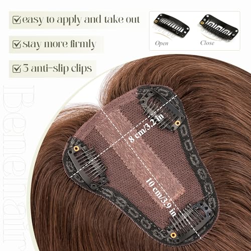 Medium Brown 10 Inch 100% Remy Human Hair Topper Q926