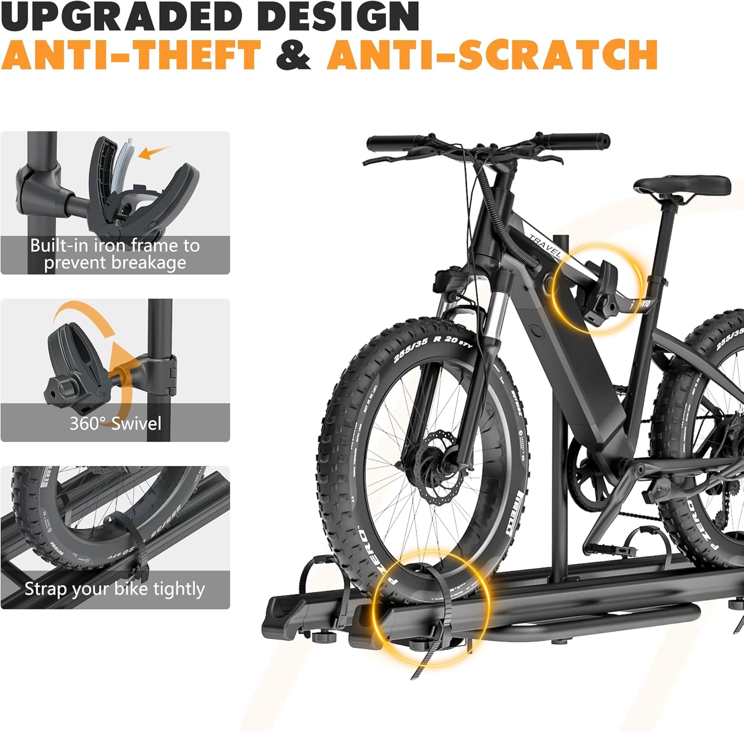2" Hitch Mounted Platform Bike Rack, 200 Lbs Max Loading X7470