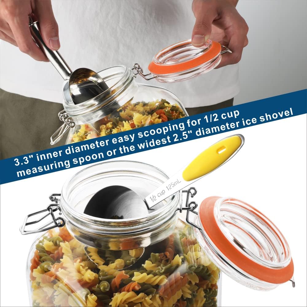 2 Pack 1 Gallon Square Glass Storage Jars with Airtight Lids H719