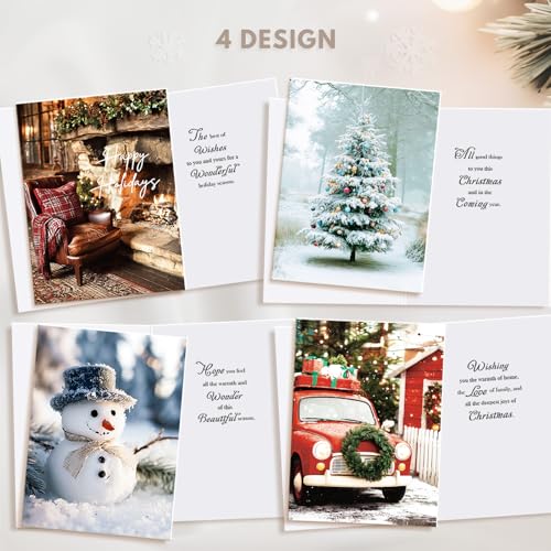 Set of 20 Boxed Christmas Cards with Envelopes & Stickers, 5" x 7" U854326