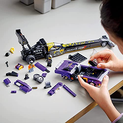 LEGO Speed Champions Dodge//SRT Top Fuel Dragster and 1970 Dodge Challenger T/A Building Toy (627 Pieces) I559