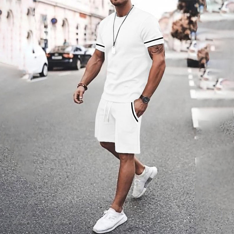Men's Printed Color-Block Short-Sleeve Set