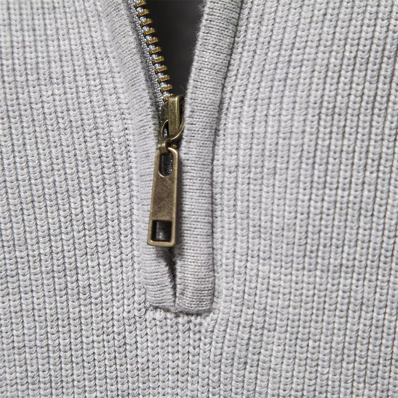 Men's Cotton Zipper Knit Sweater