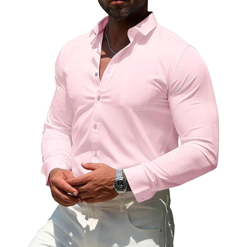 Men's Stretch Mercerized Long-Sleeve Shirt