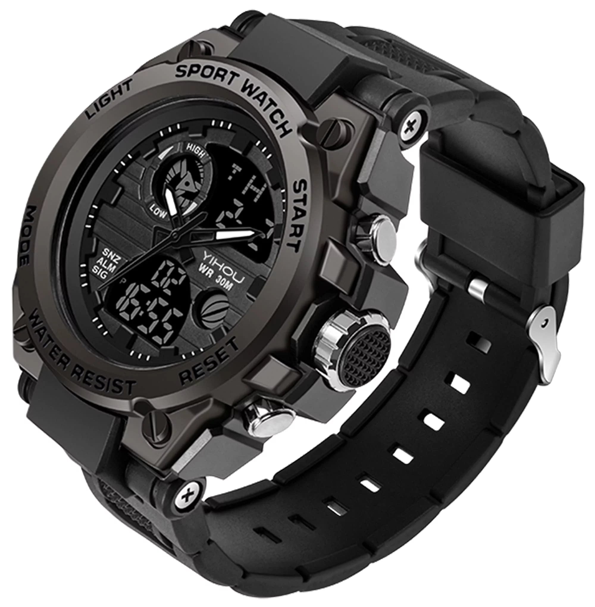 Men's Military Watch Outdoor Sports Electronic Watch Tactical Army Wristwatch LED Stopwatch Waterproof Digital Analog Watches A42338
