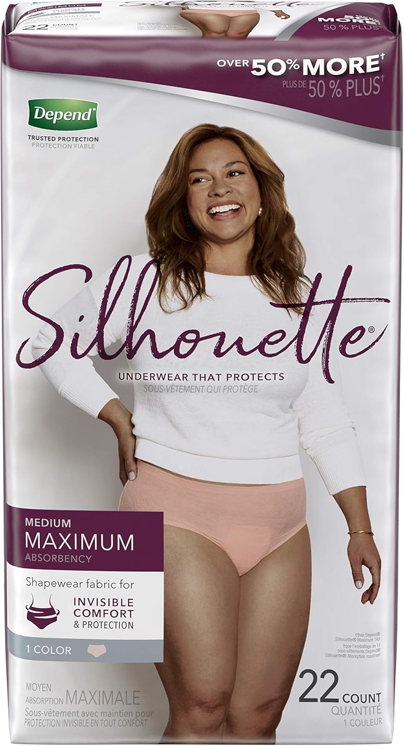 Disposable Maximum Absorbency Incontinence and Postpartum Underwear for Women, Pink, Medium (22 Count) Y4804