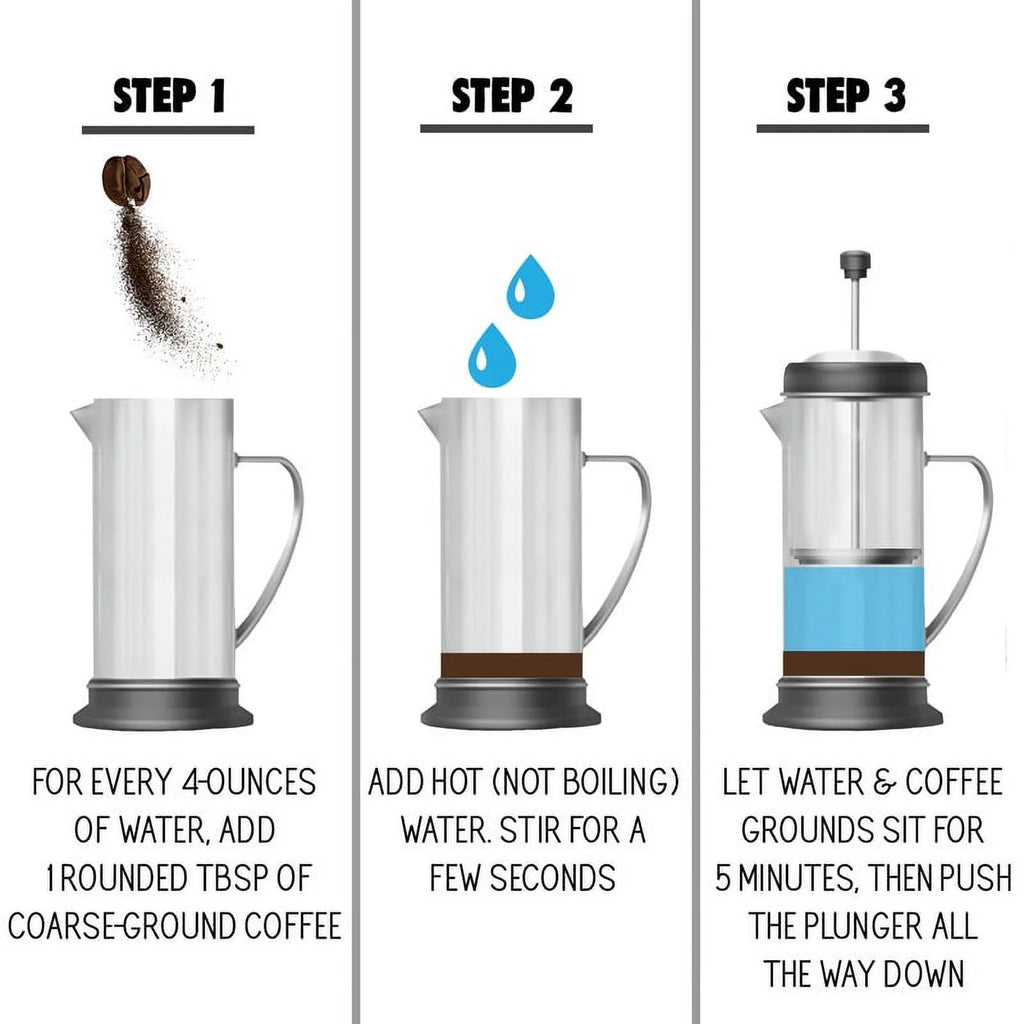 Silver 2 Cup French Press Coffee Maker L999