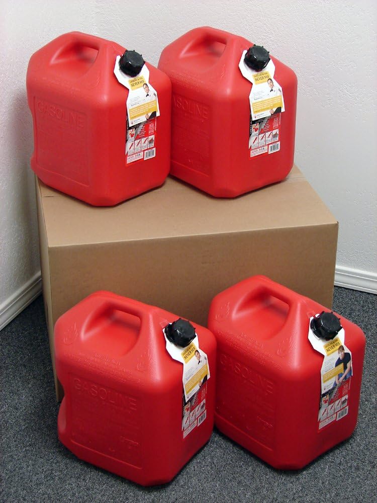5 Gallon Gas Can 4 Pack Spill Proof Fuel Container V7900