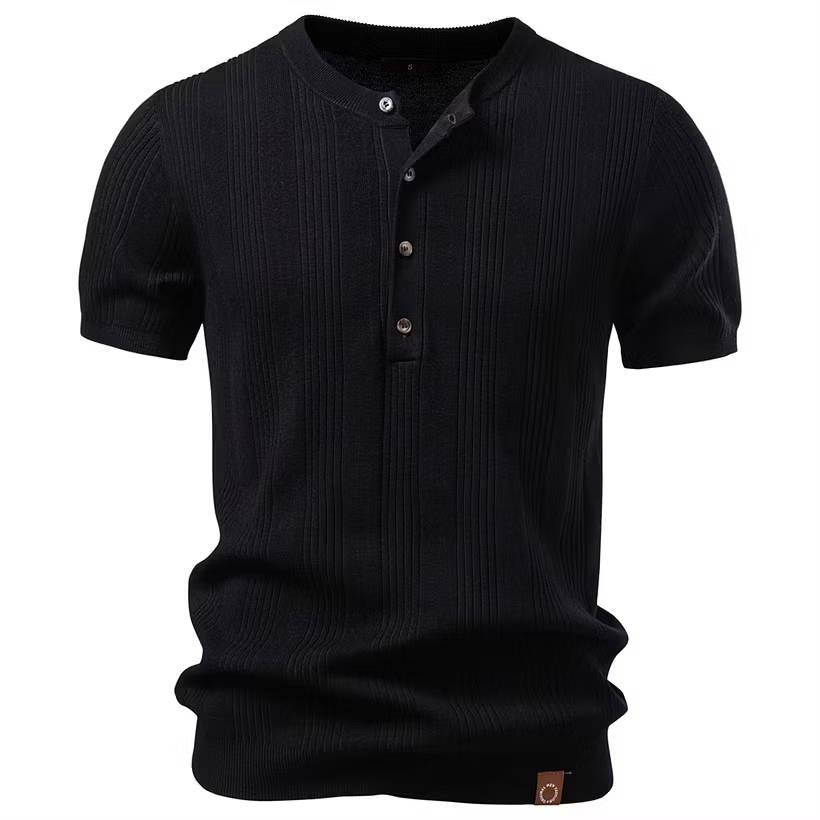 Men's Soft and Breathable Henley Collar T-shirt
