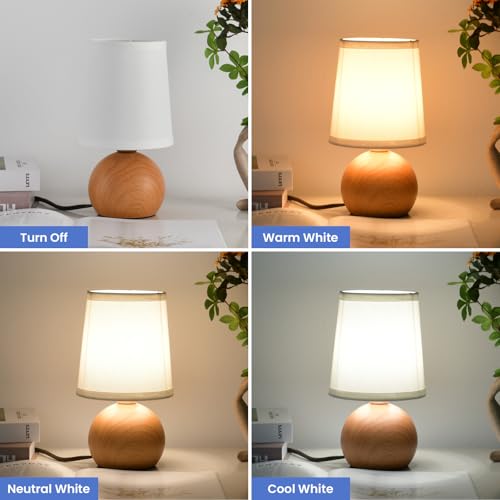 Small Bedside Lamp with Fabric Shade & Wood Finish 10.6" G412513