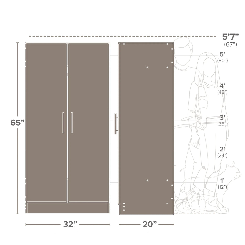 White Wardrobe Closet with Hanging Rail U437
