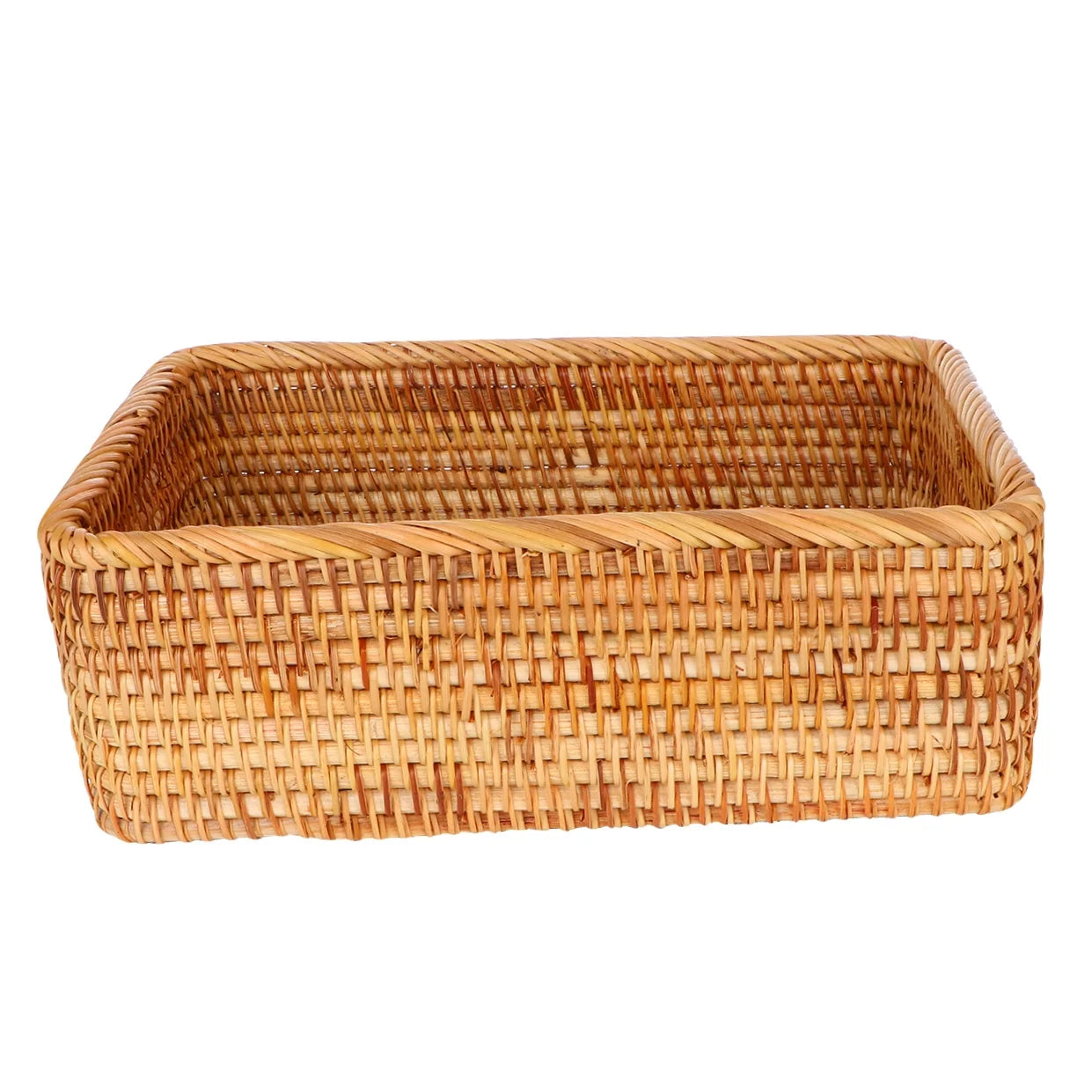 Wicker Basket with Lid Storage Boxes Q69610