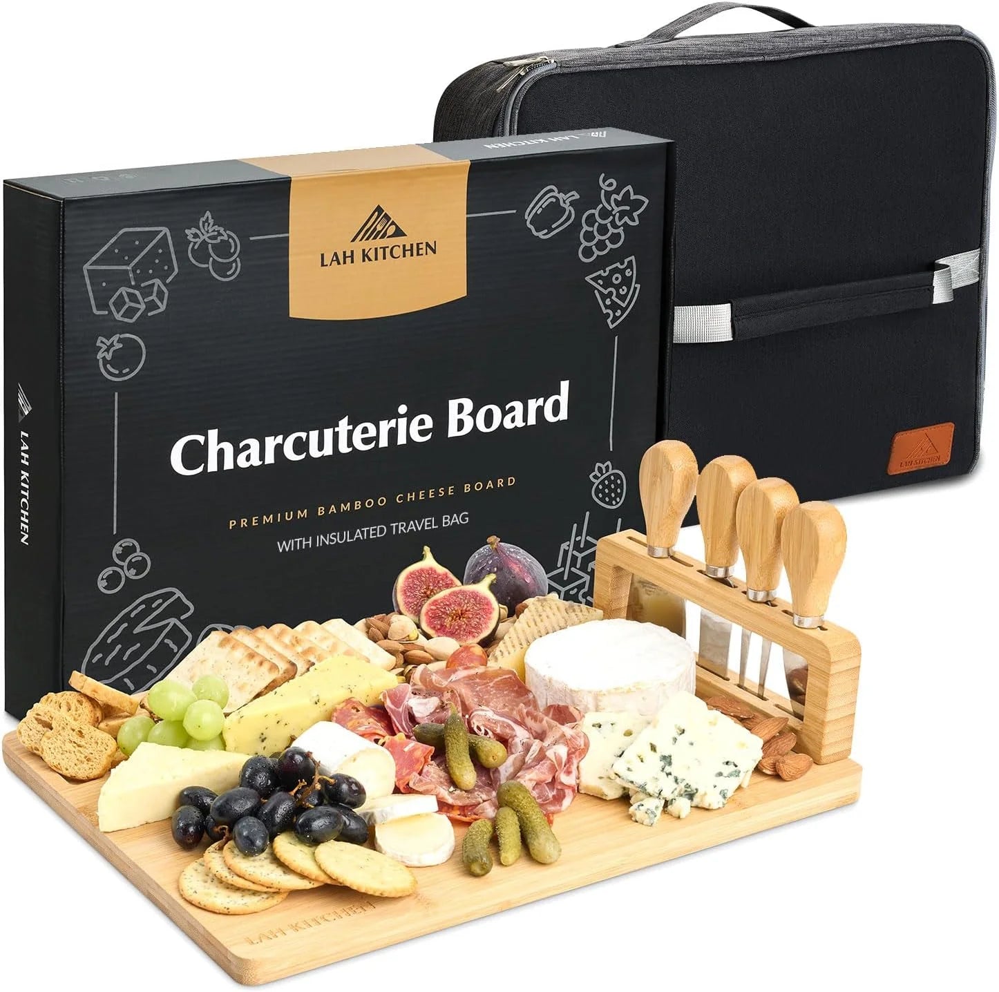 Large Charcuterie Board with Insulated Travel Bag, 15.6” x 11” x 0.6” F199523
