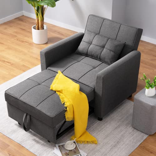 Dark Grey 3-in-1 Folding Futon Sofa Bed W7925