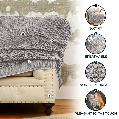 Cream Polyester Chaise Lounge Slipcover D6938