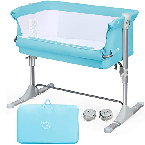 Grey Baby Bedside Crib with Carrying Bag T2664