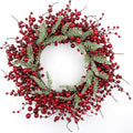 White 20 Inch Christmas Wreath with Berry Fir Pine Needle P690659