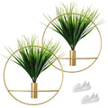 Set of 2 Artificial Plants with Gold Metal Round Hanging Hoop J435