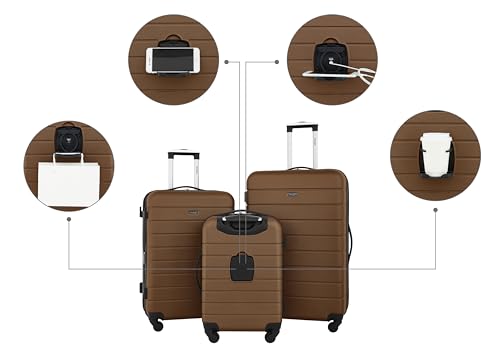 Black 20-Inch Carry-On Luggage Set with Cup Holder and USB Port S9390