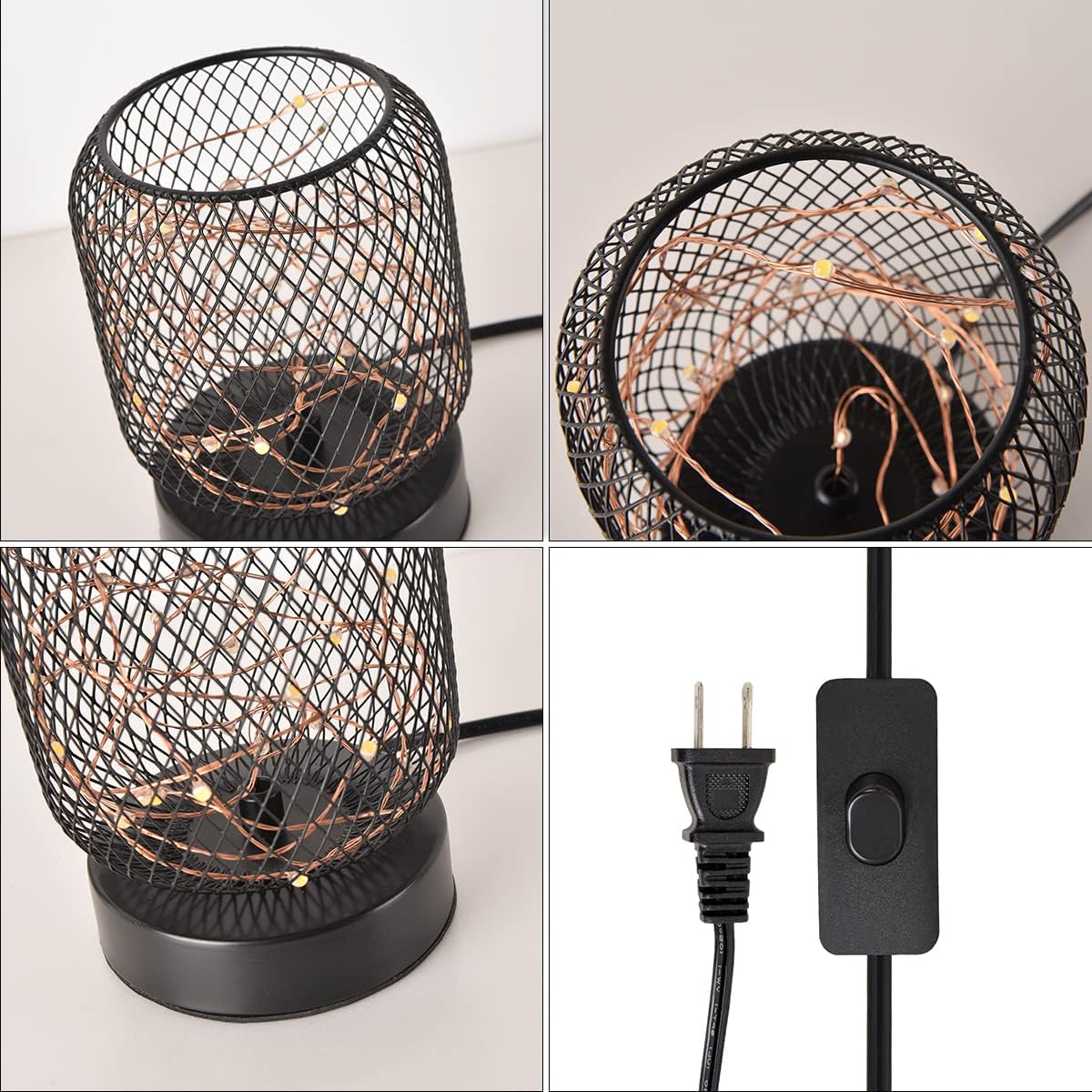 Cage Desk Lamp with Black Switch Wire W567556