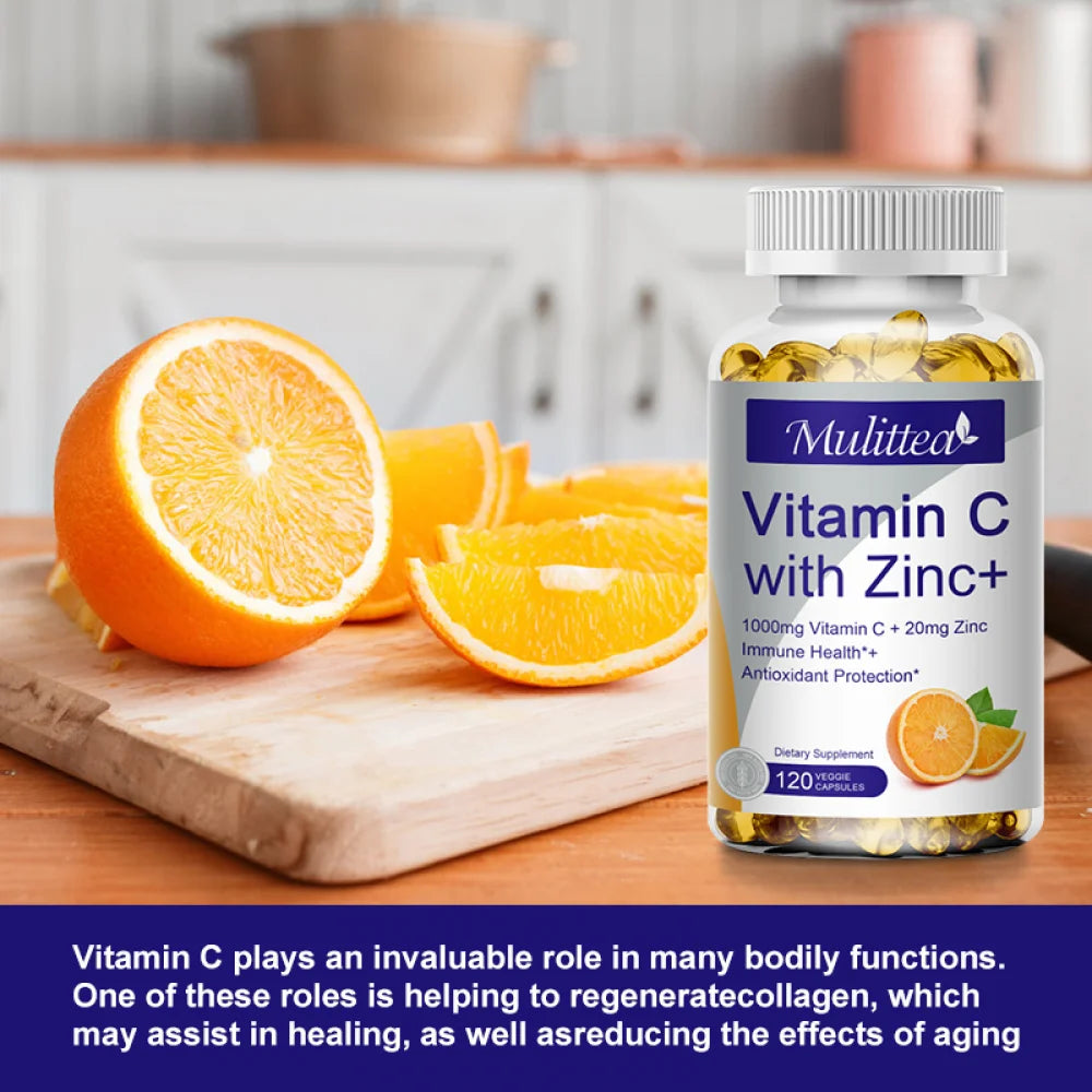 (2 PACK) Vitamin C with Zinc Supplement Capsules, 240 Veggie Capsules B672