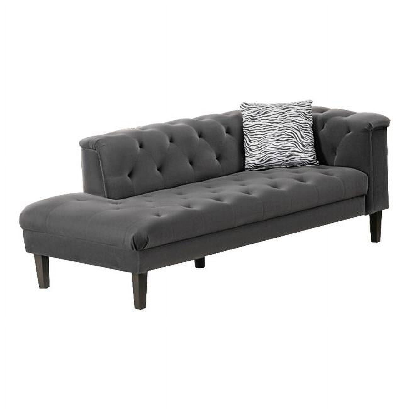 Gray Deep Button Tufted Chaise Lounger with Pillow Y7070