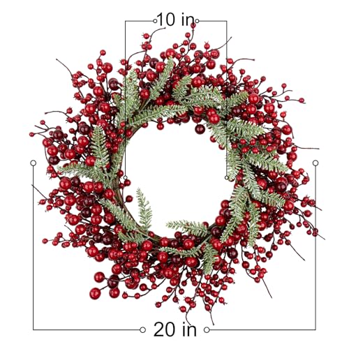 White 20 Inch Christmas Wreath with Berry Fir Pine Needle P690659
