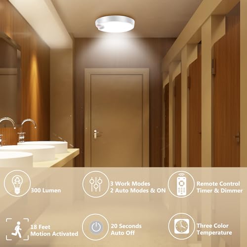 Wireless Battery Operated LED Ceiling Light with Remote, 7.5 Inch 6000mAh E29214
