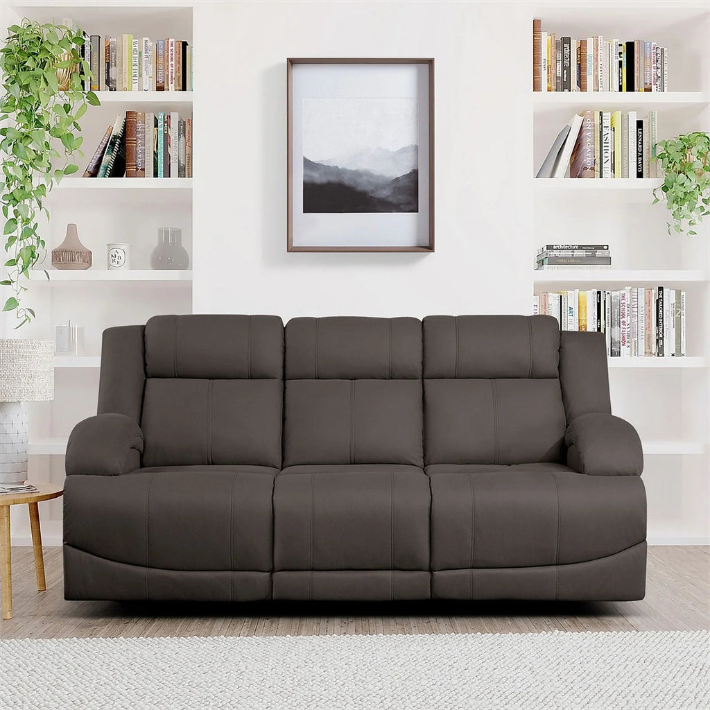 Chocolate Microfiber 2-Piece Manual Reclining Sofa Set M1767