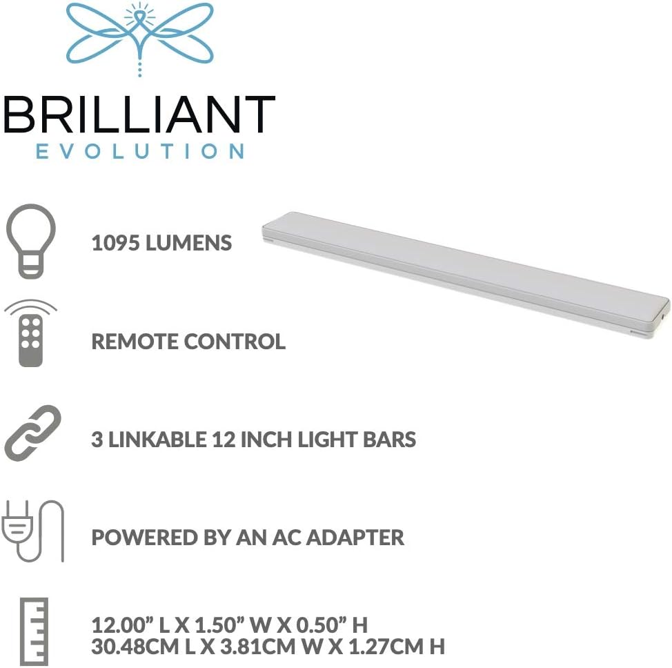 Wired LED Under Cabinet Light Kit with Remote Control 3 Bars 3000K Warm White Pack of 2 M43674