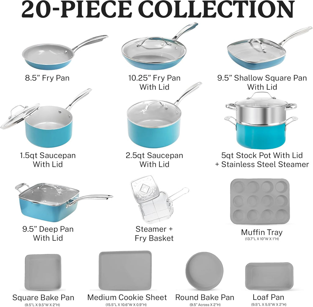 20 Piece Nonstick Ceramic Cookware Set O527