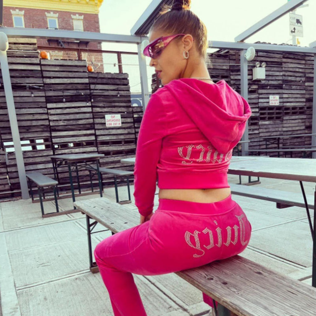 Velour Velvet Hoodie Jogging Set E23424